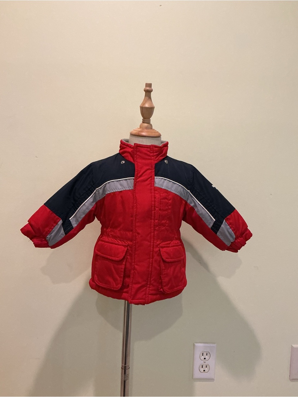 OshKosh B'gosh Red and Black Puffer Jacket with Silver Trim